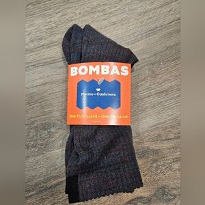 Bombas Merio + Cashmere midweight calf/crew sock, large